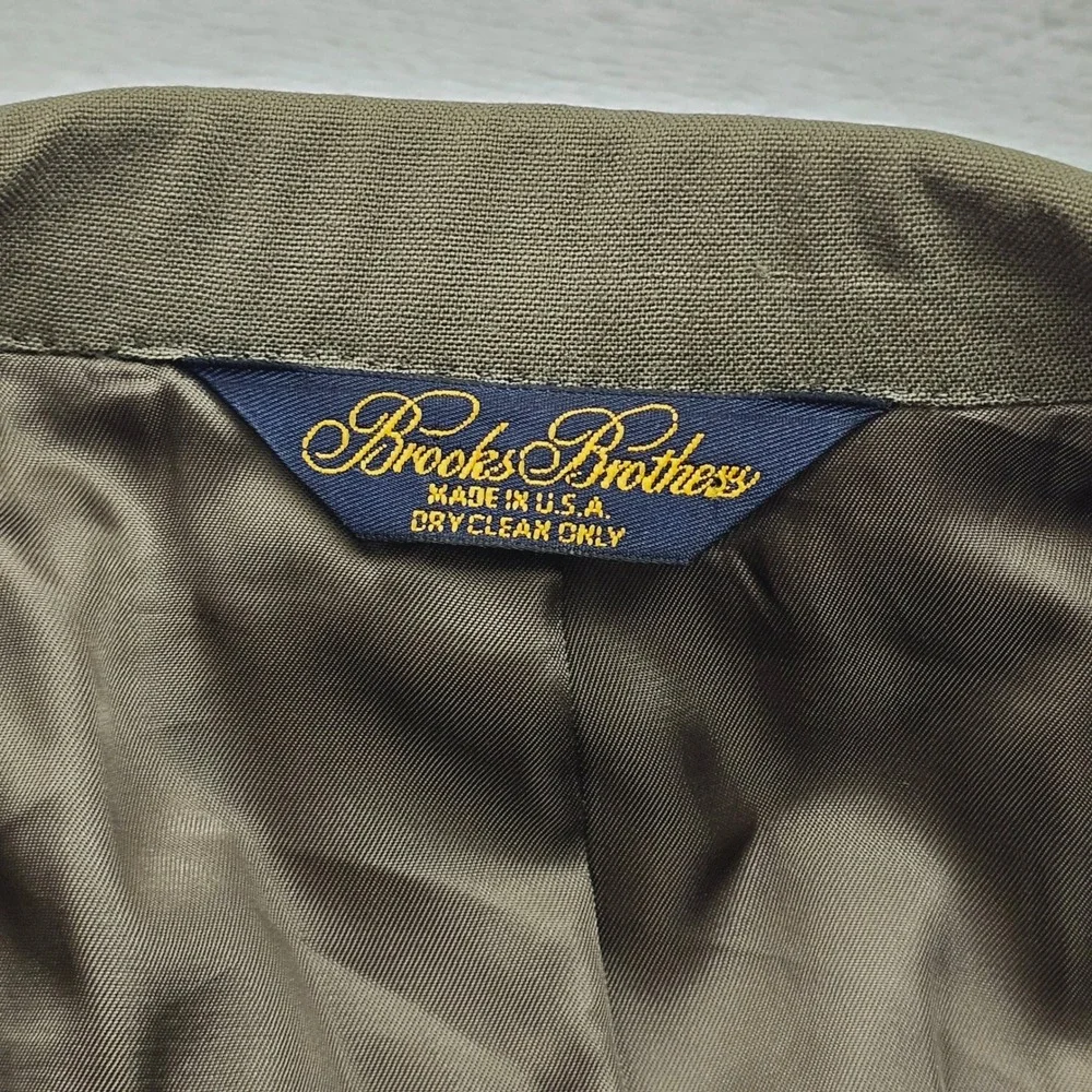 Brooks Brothers Blazer Mens (39R) 40R Olive Green Brooksease 3 Button Sport Coat